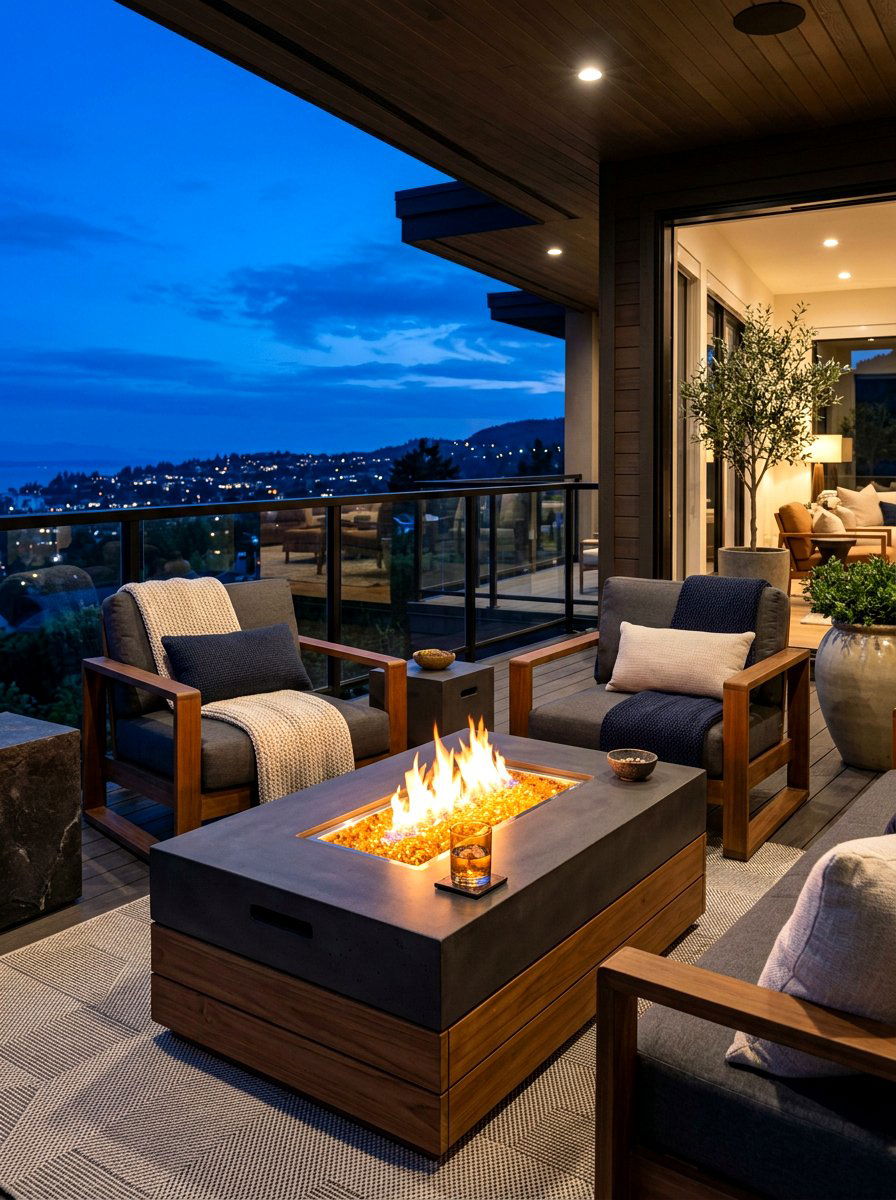 Fire pit table - 30 veranda furniture ideas