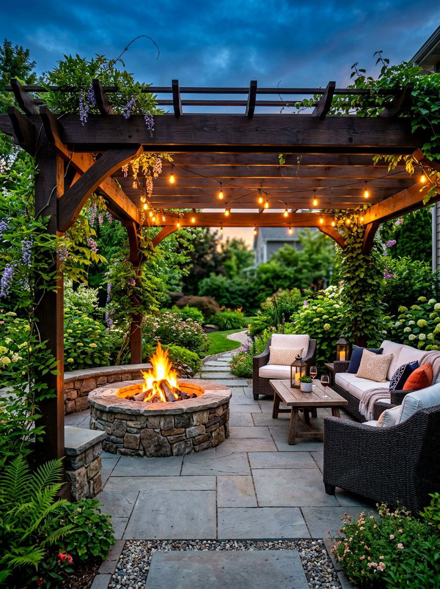 Fire pit under pergola - 30 fire pit ideas