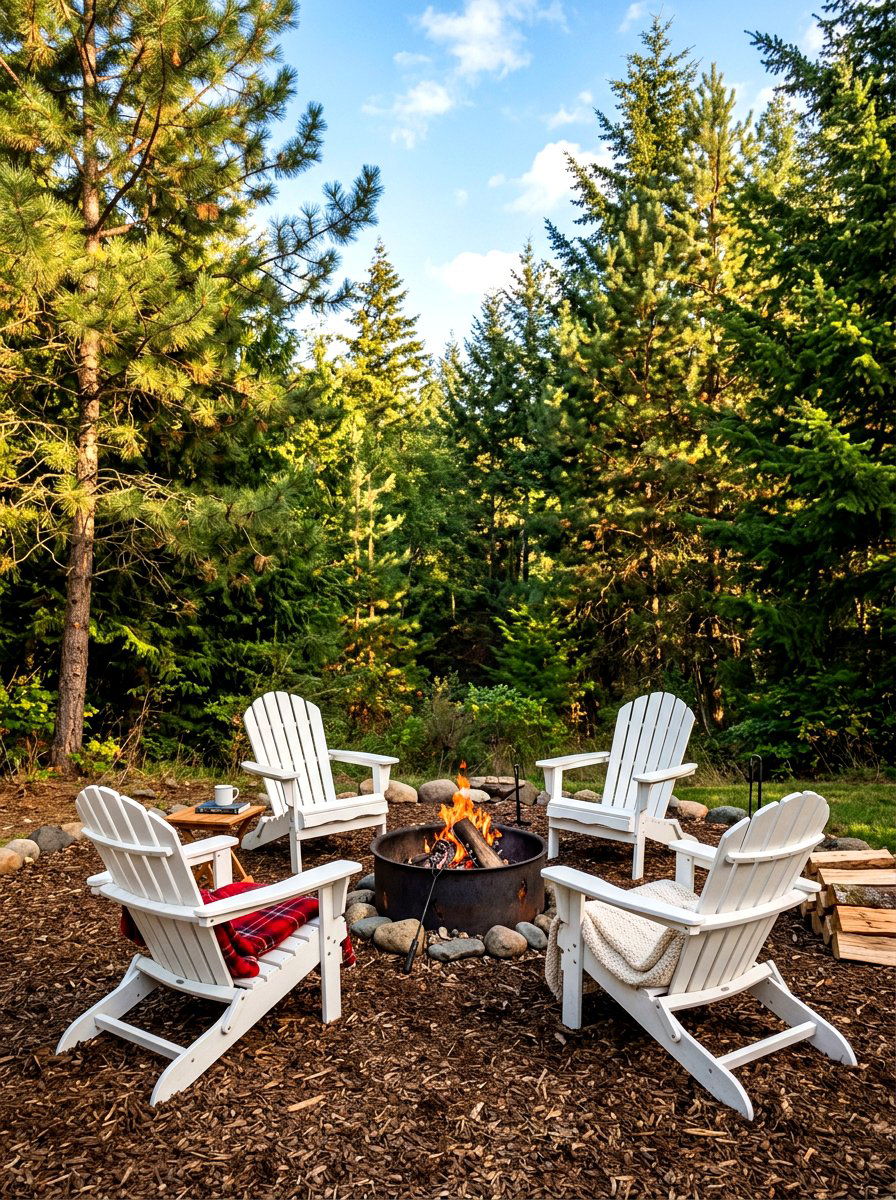 Fire pit with Adirondack chairs - 30 fire pit ideas