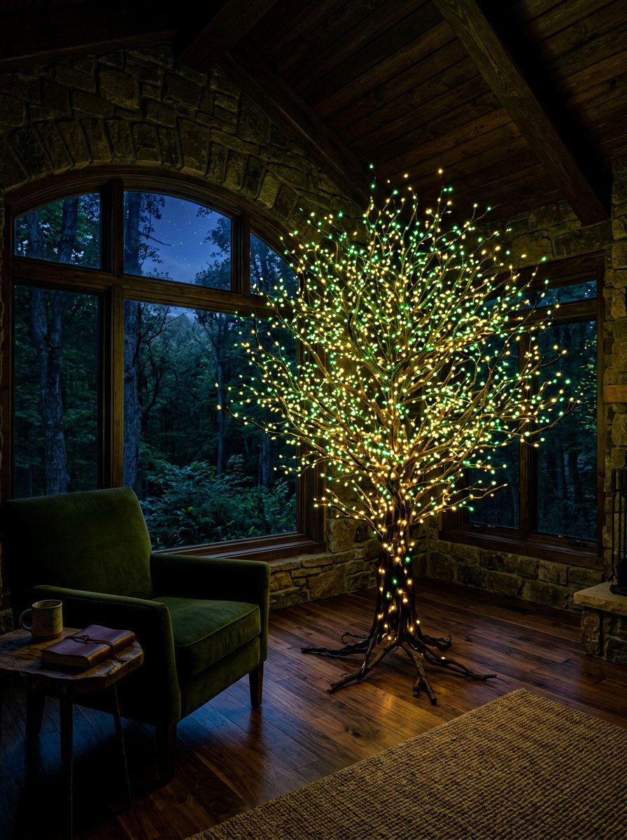 Firefly Light In Branch - 30 tree lighting ideas