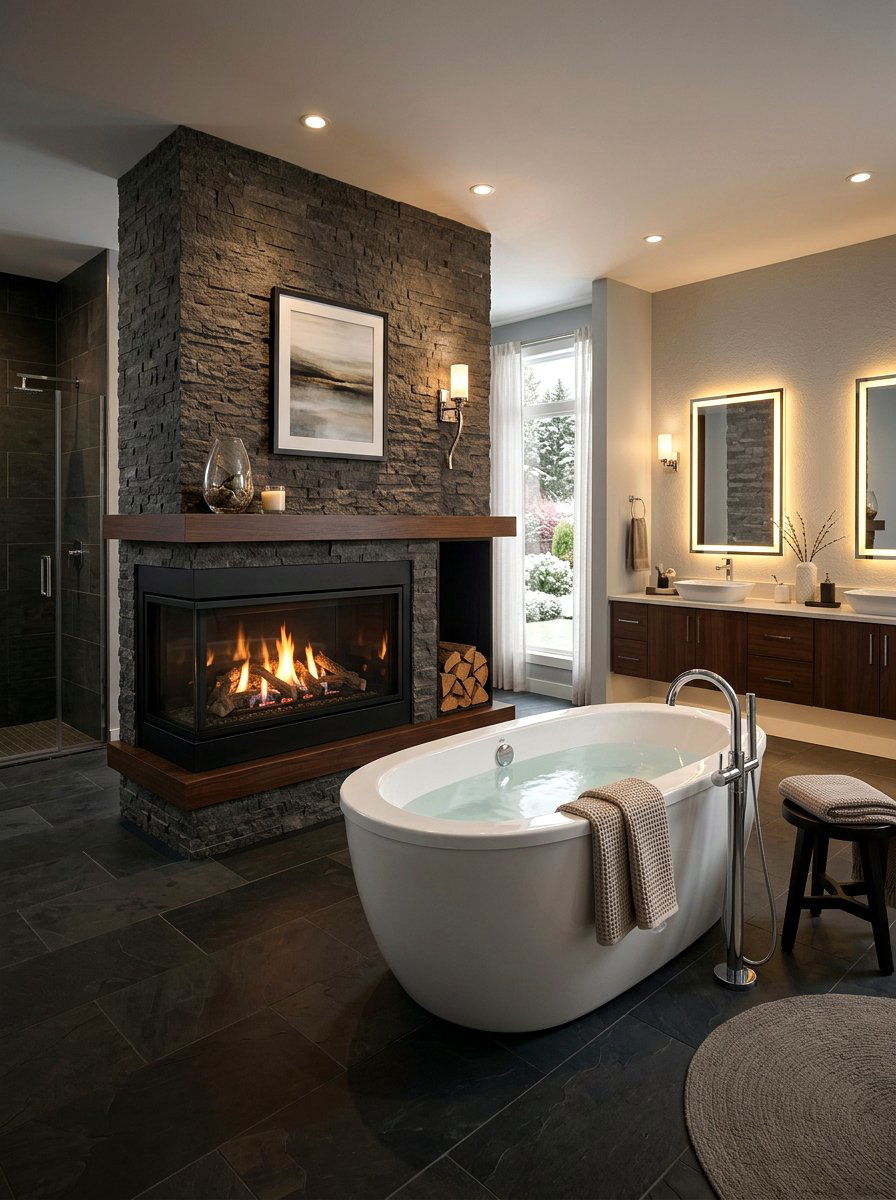 Fireplace Bathroom - 30 luxury bathroom ideas