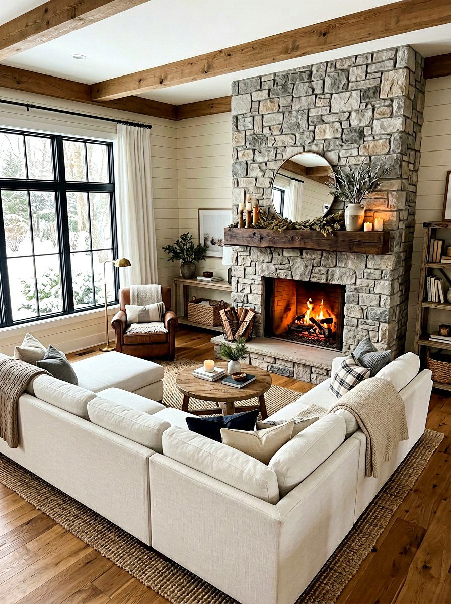 Fireplace Centered Sectional - 30 sofa chaise layout ideas