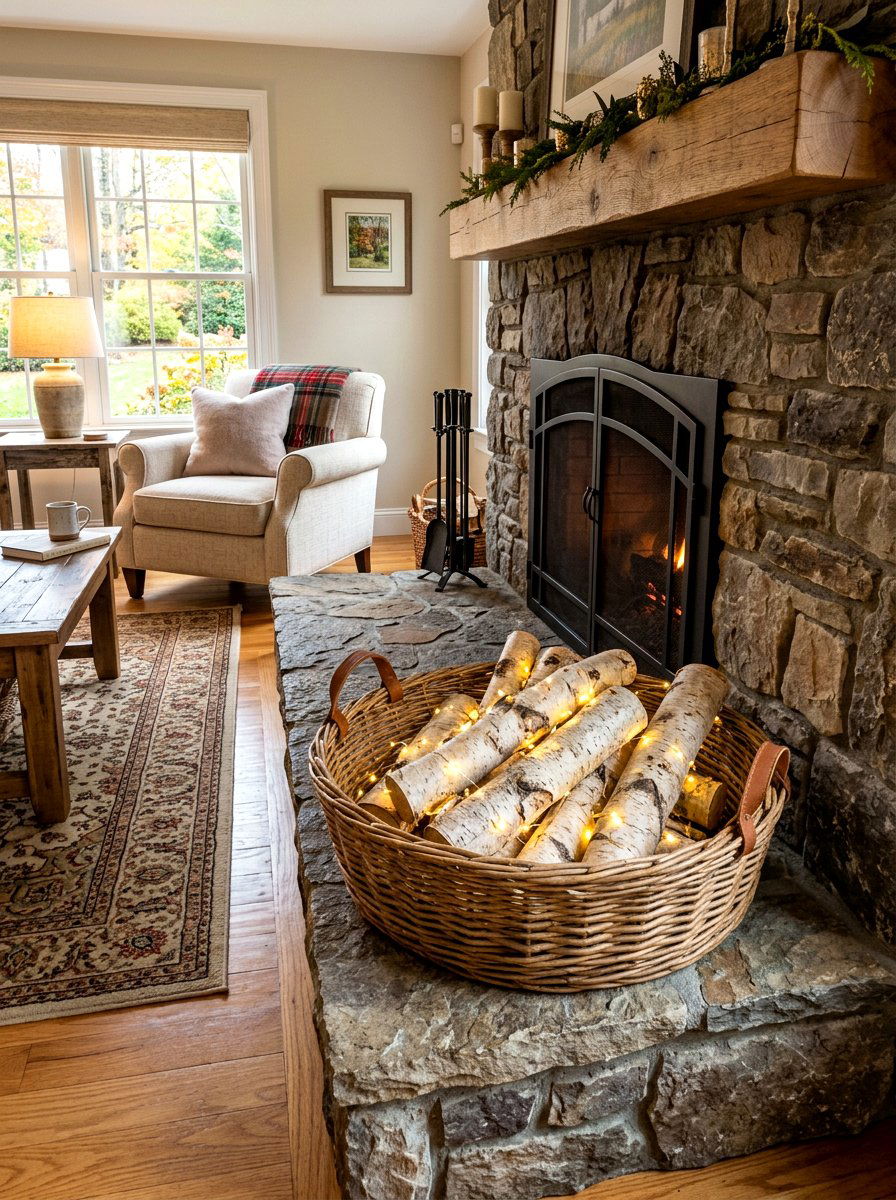 Fireplace Hearth Decorative Tray - 30 woven tray decor ideas