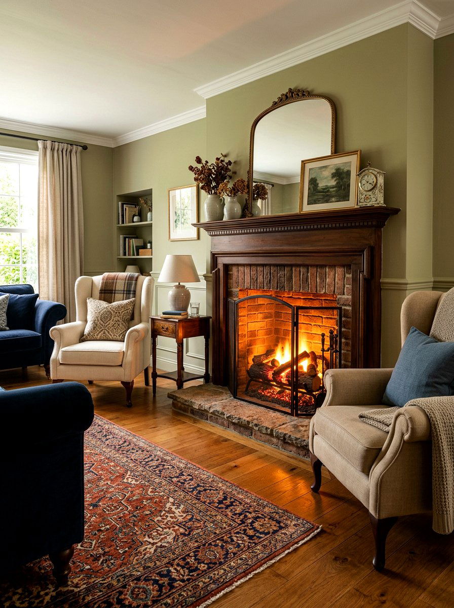 Fireplace Hearth Glow - 30 no overhead light living room ideas