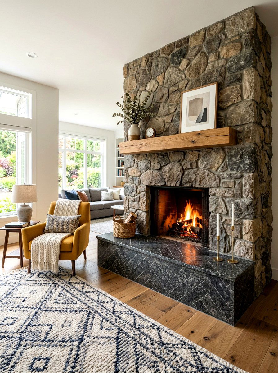 Fireplace Hearth Tile - 30 peel and stick tile ideas