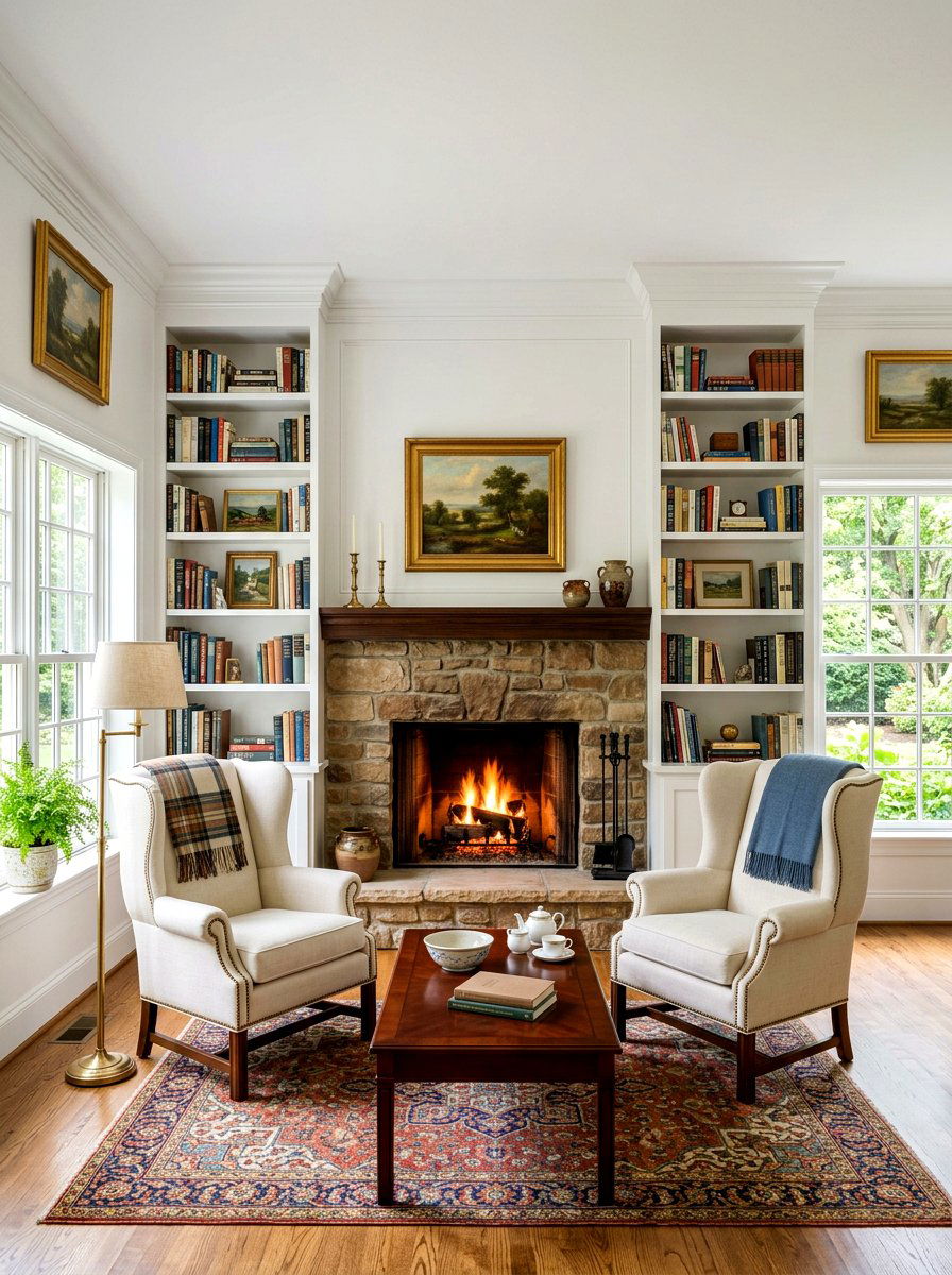 Fireplace Library With Built In Shelves - 30 reading salon living room ideas