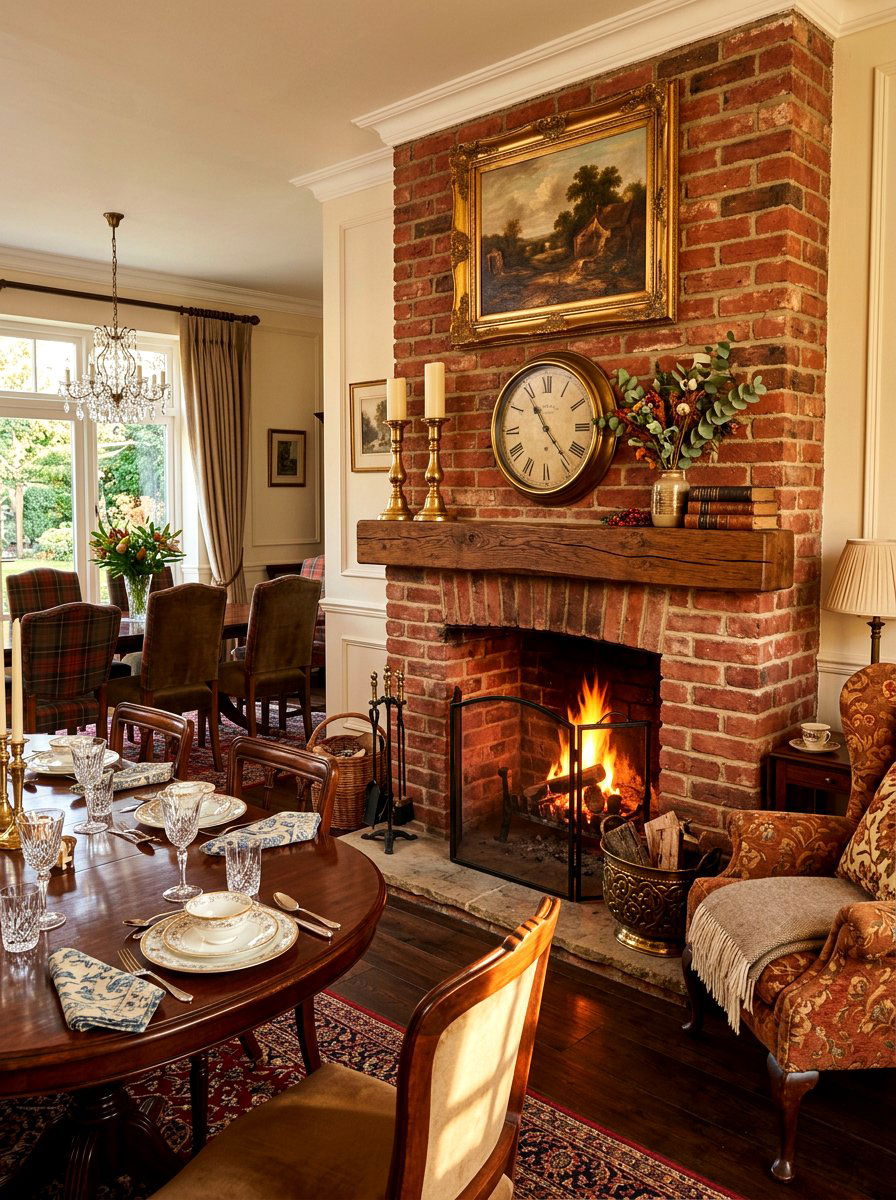 Fireplace Mantel Decor - 30 warm traditional dining room ideas