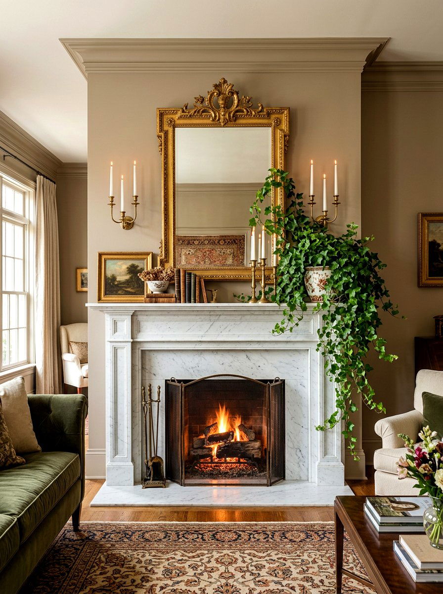 Fireplace Mantel Display - 30 no drill shelf styling ideas