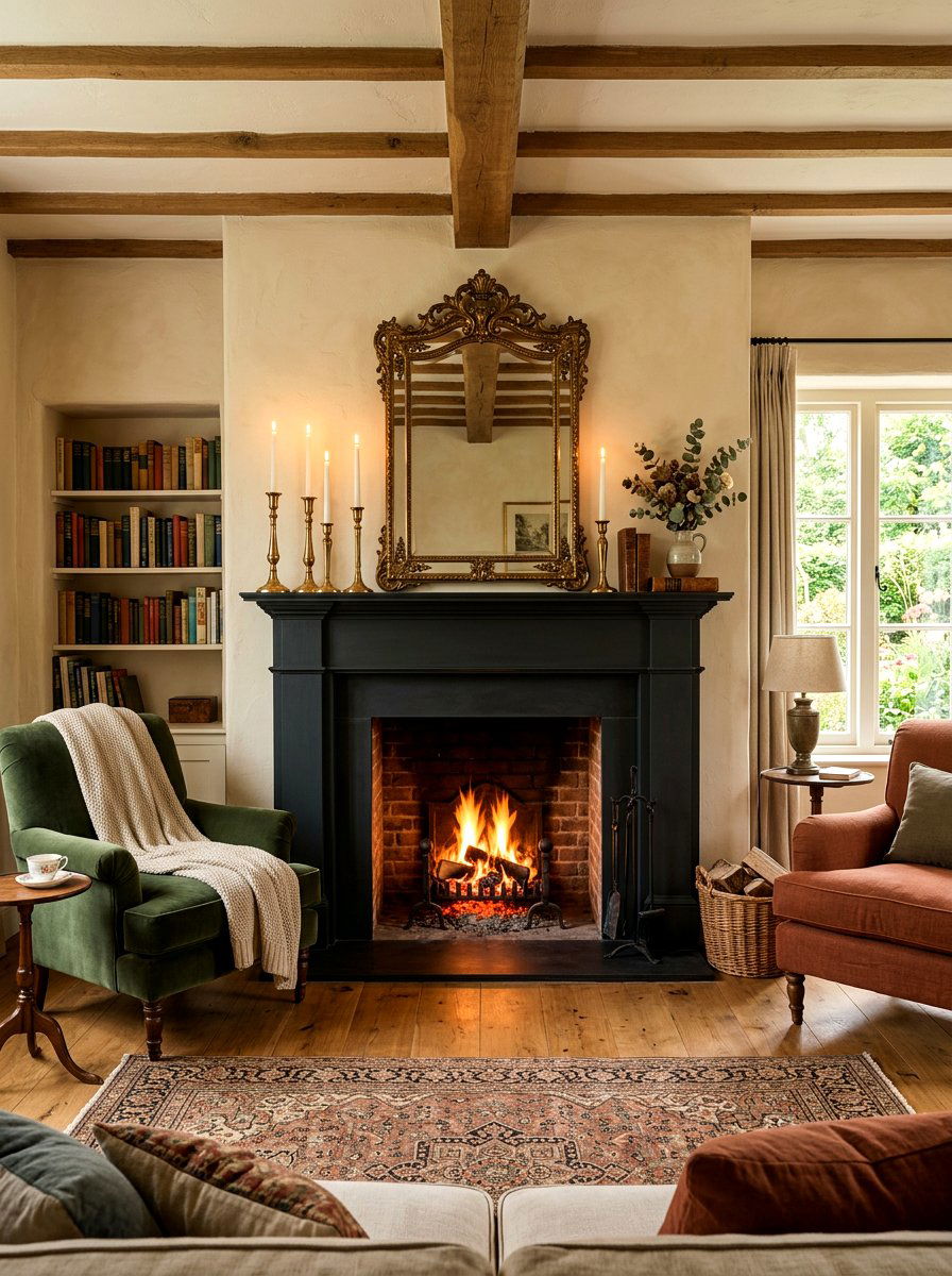 Fireplace Mantel Living Room - 30 moody English living room ideas
