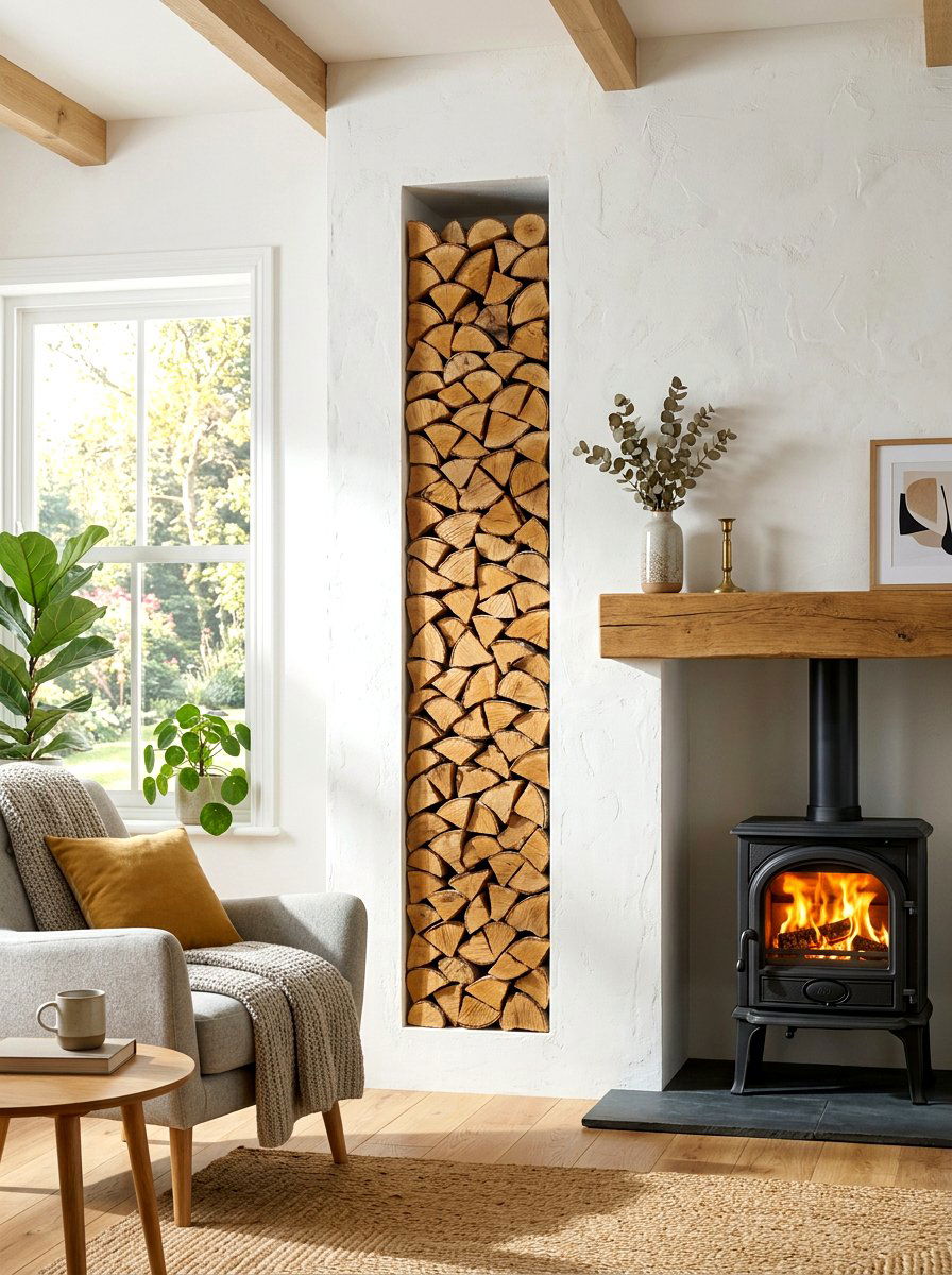 Fireplace Niche Insert - 30 firewood rack ideas