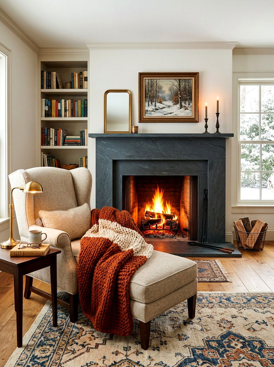 Fireplace Reading Corner - 30 moody reader nook ideas