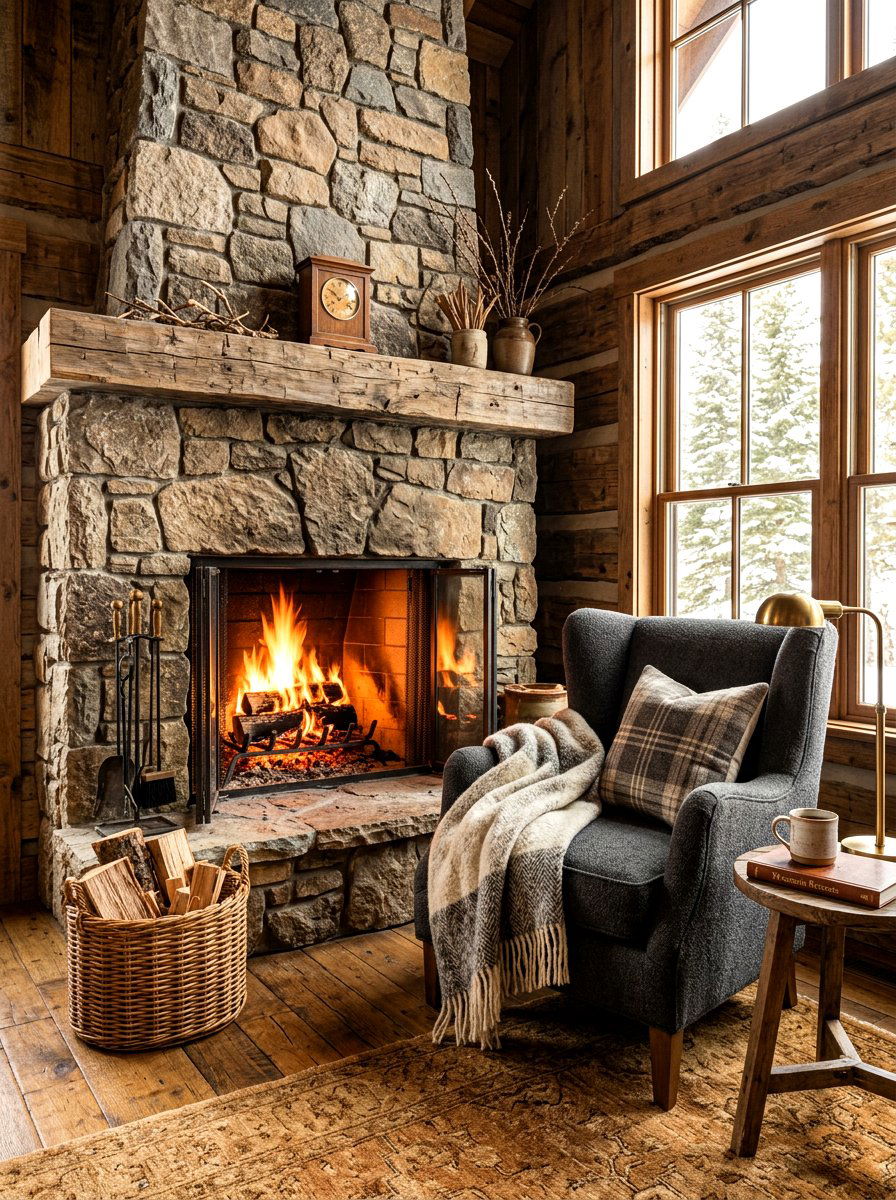 Fireplace Side Armchair Area - 30 quiet corner decor ideas