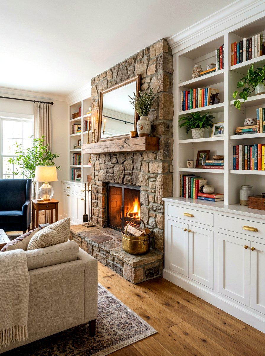 Fireplace Side Storage - 30 repurposed cabinet ideas