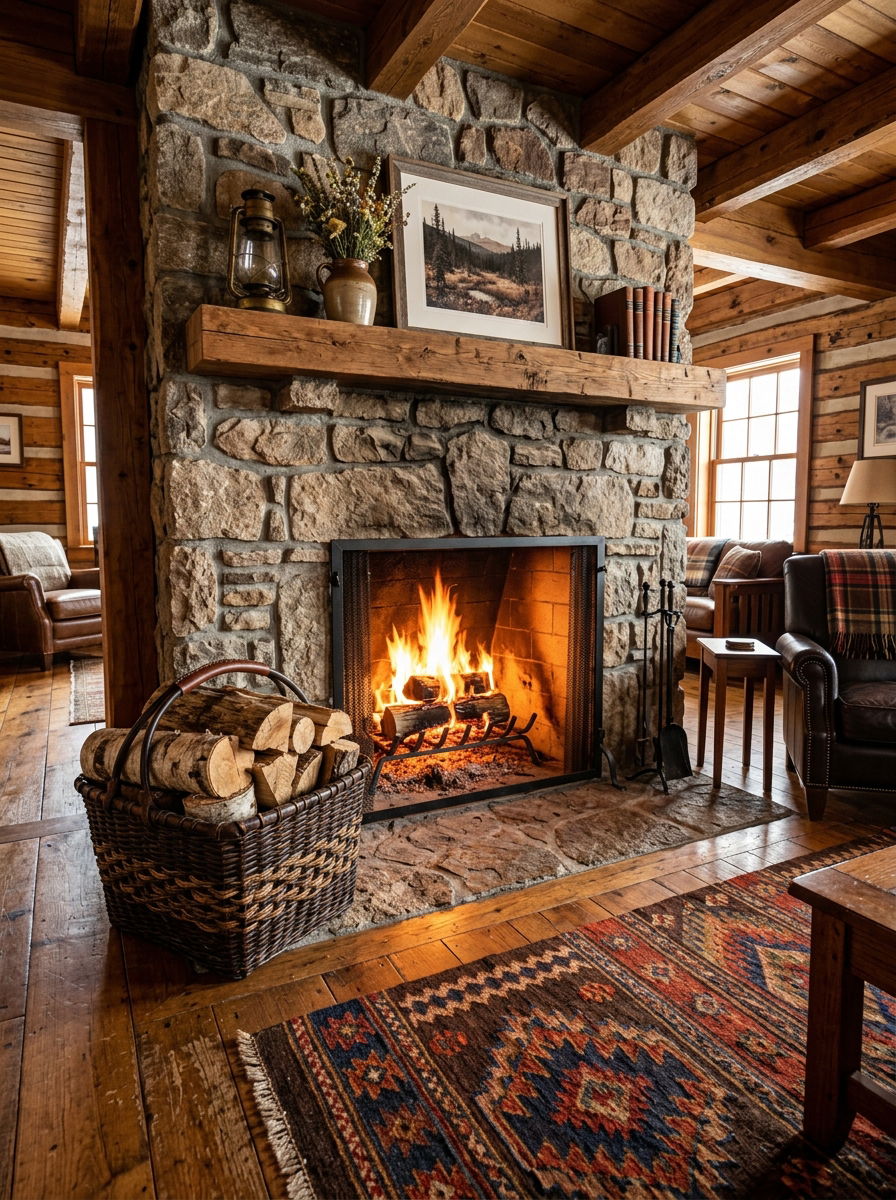 Fireplace Wood Basket - 30 woven basket decor ideas