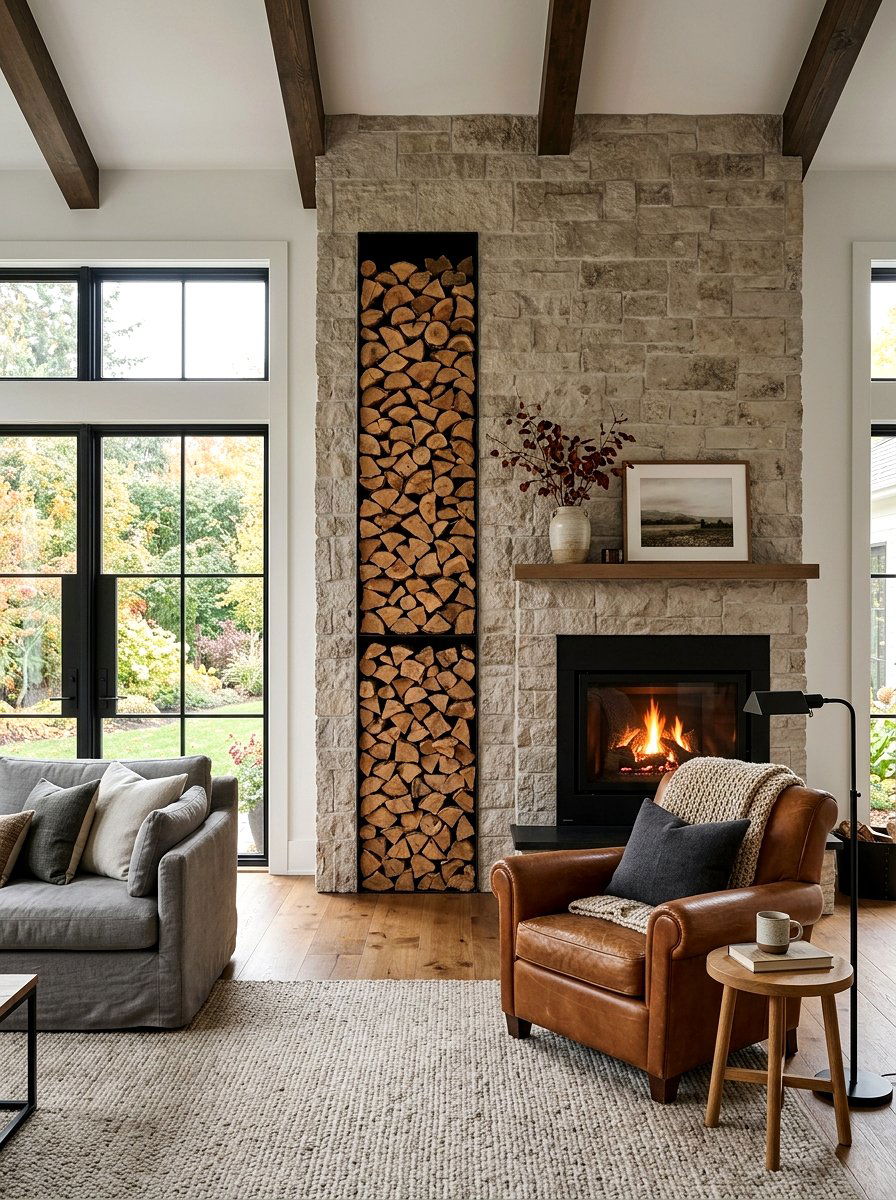 Fireplace Wood Niche - 30 wall niche ideas