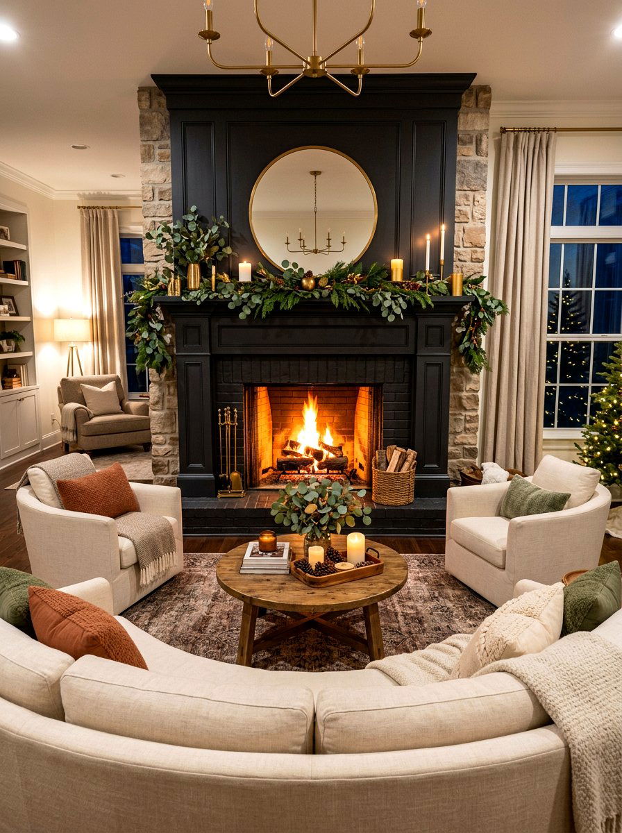 Fireplace focal living room - 30 moody fall living room ideas