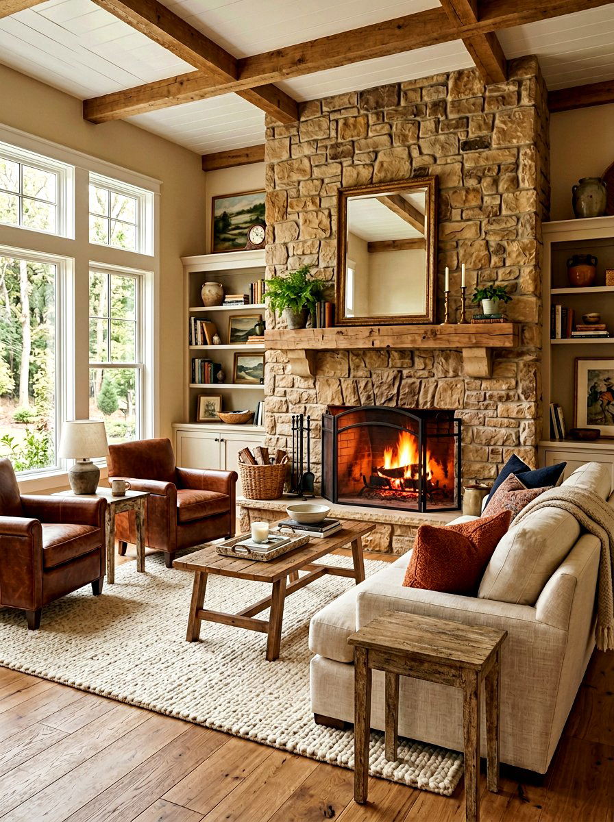 Fireplace focal point arrangement - 30 furniture arrangement ideas