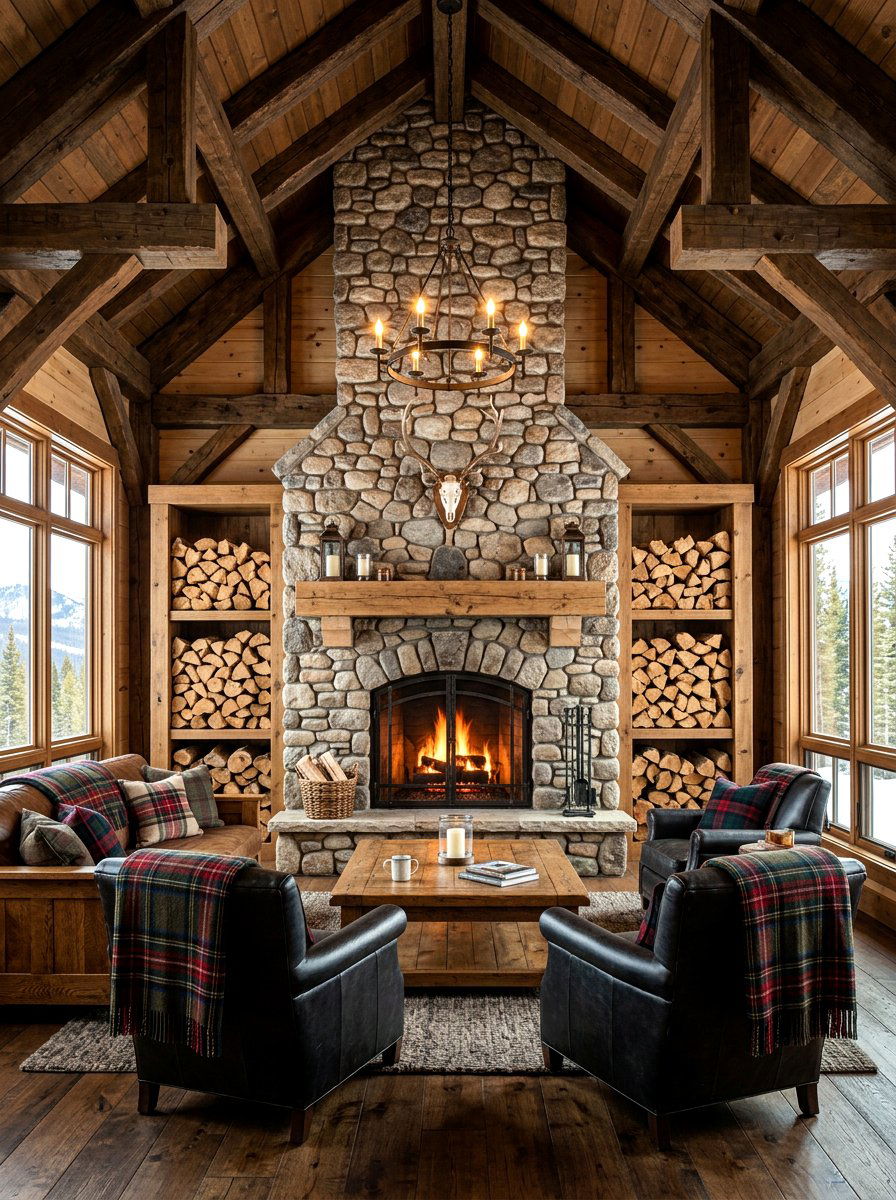 Fireplace pavilion with wood storage - 30 pavilion fireplace ideas