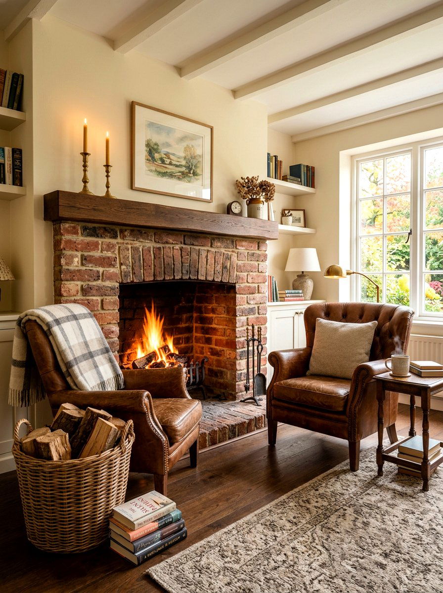 Fireplace reading space - 30 book nook ideas