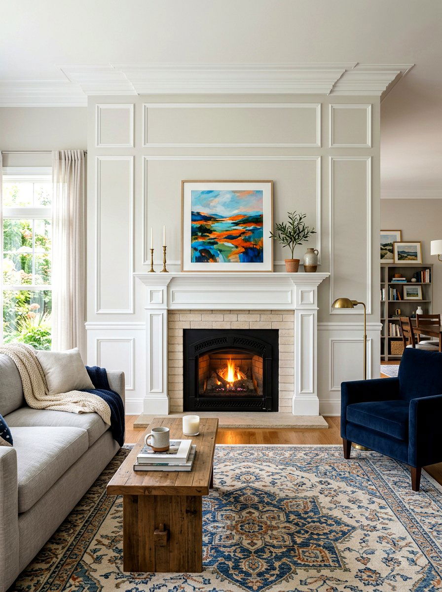 Fireplace wall picture frame molding - 30 picture frame molding ideas