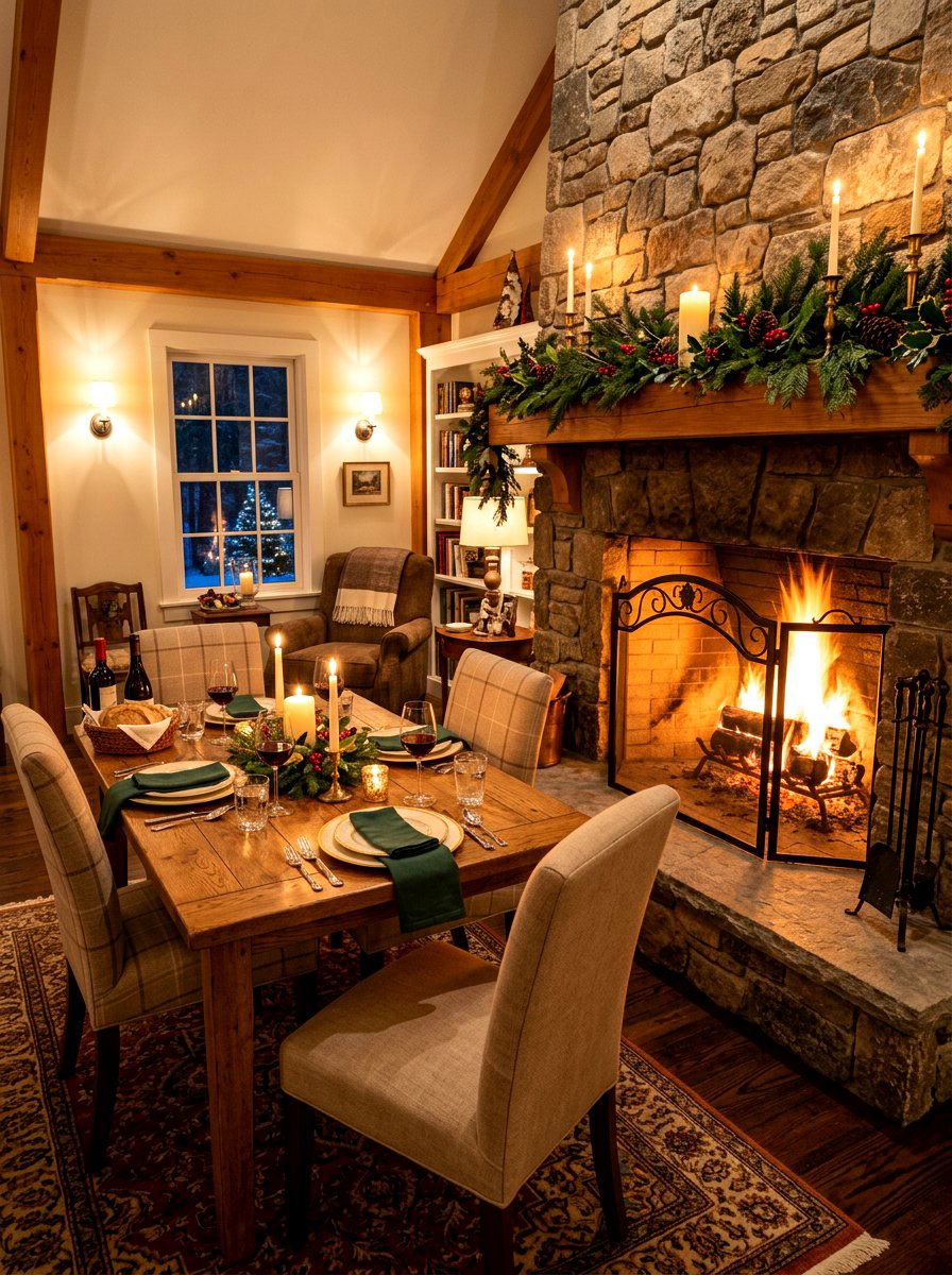Fireside dinner setting - 30 fall dinner party home ideas