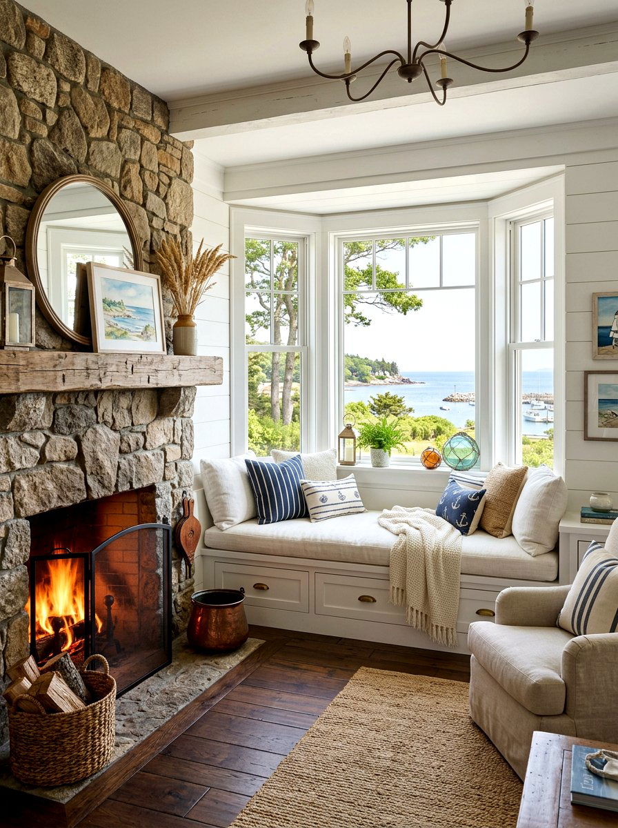 Fireside window seat - 30 hearth seating ideas