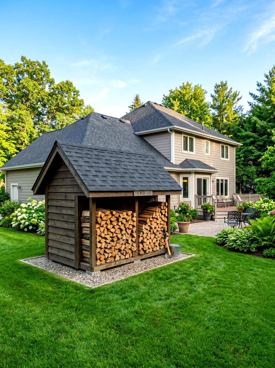 Firewood Shed Asphalt Shingles - 30 wood storage shed ideas