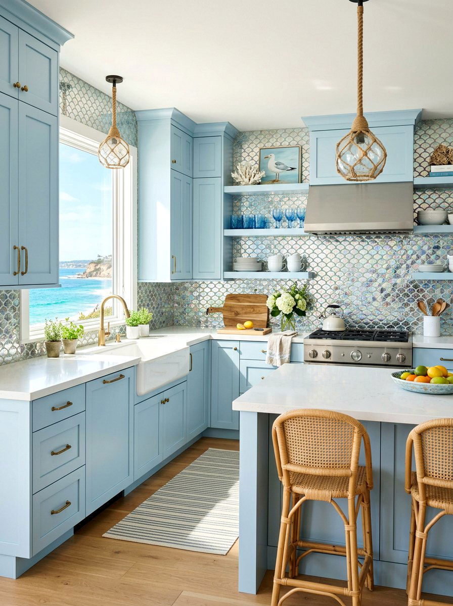 Fish Scale Mirror Tile - 30 mirror tile backsplash ideas