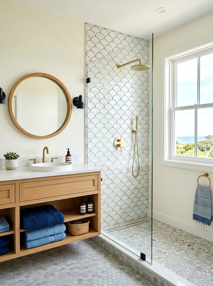 Fish Scale Tile Dark Grout - 30 dark grout bathroom ideas