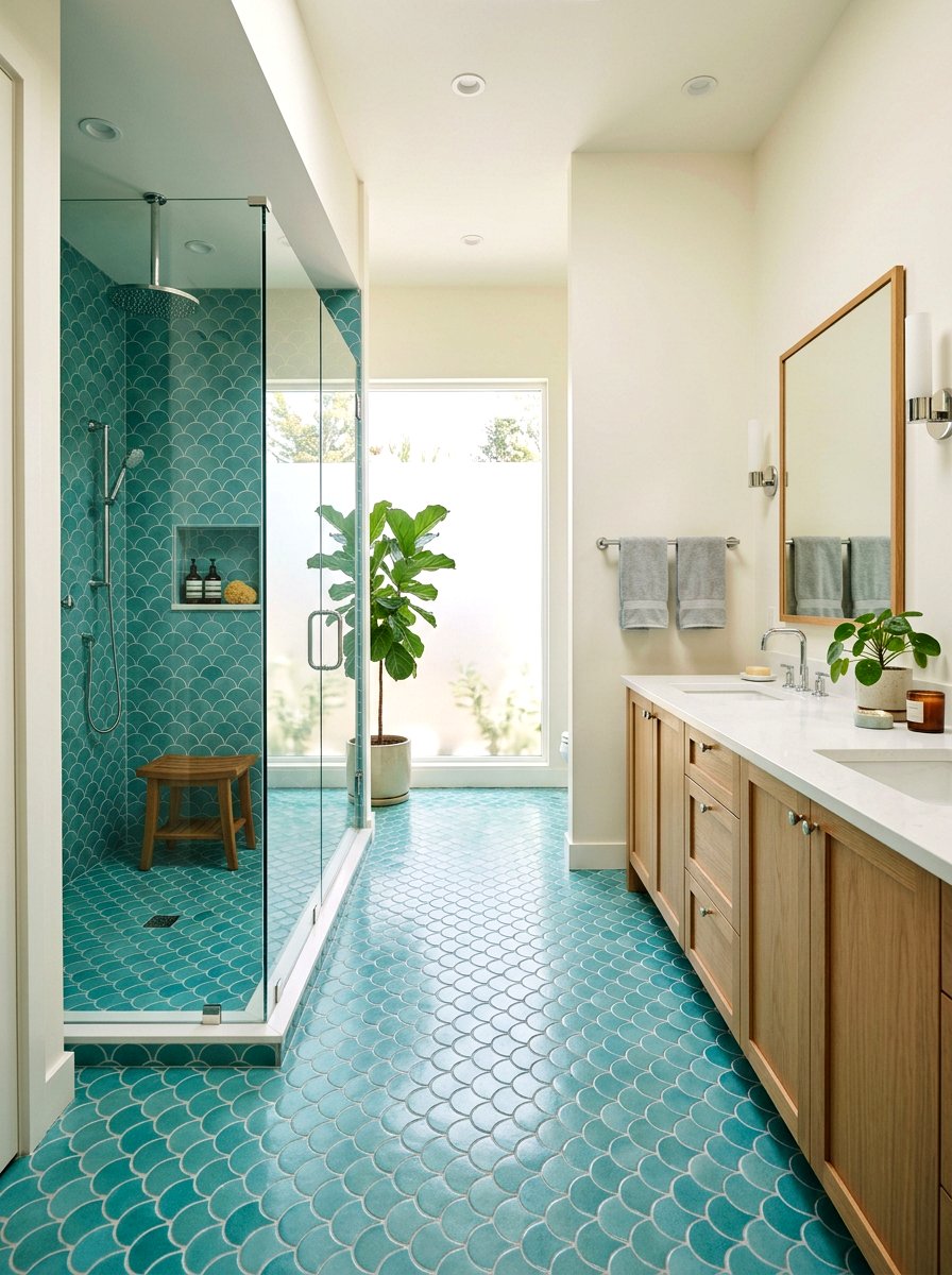 Fish Scale Tile Floor - 30 tile floor pattern ideas