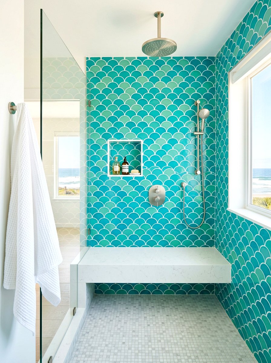 Fish Scale Tile Shower - 30 shower tile pattern ideas