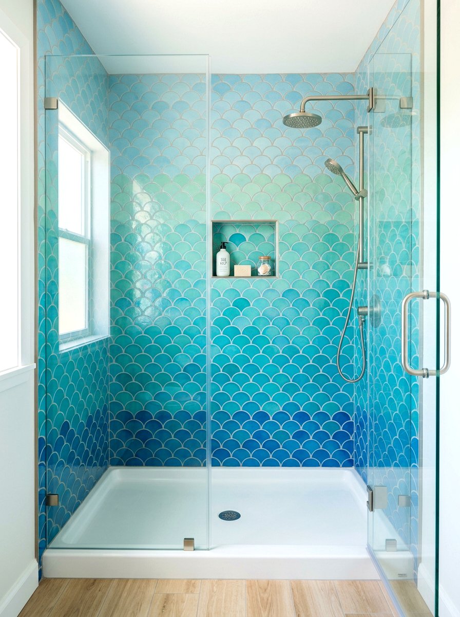 Fish Scale Tile Shower - 30 bathroom tile ideas
