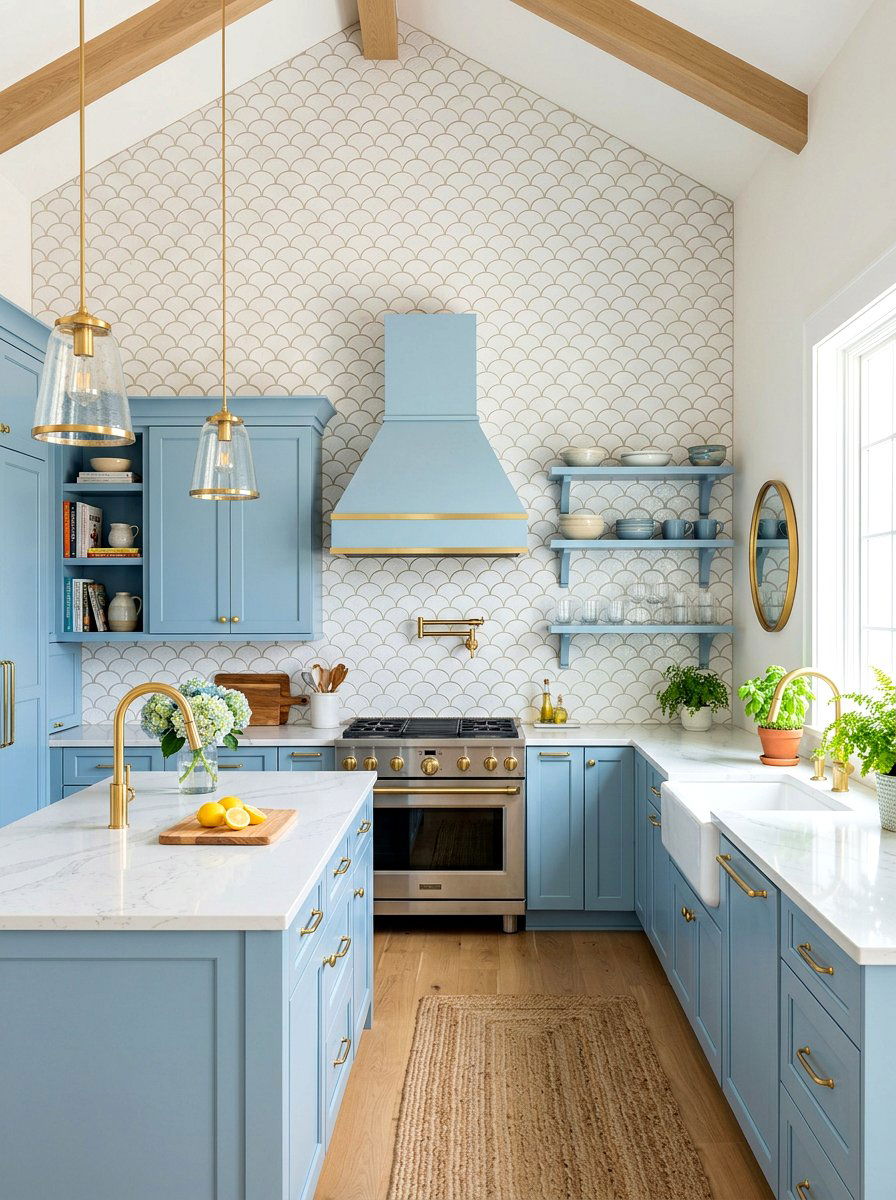 Fish scale tile kitchen - 30 full height backsplash ideas