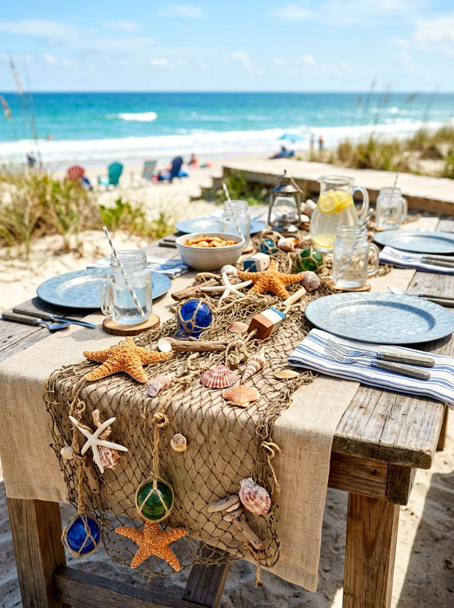 Fisherman Net Table Decor - 30 seafood dinner table ideas aesthetic