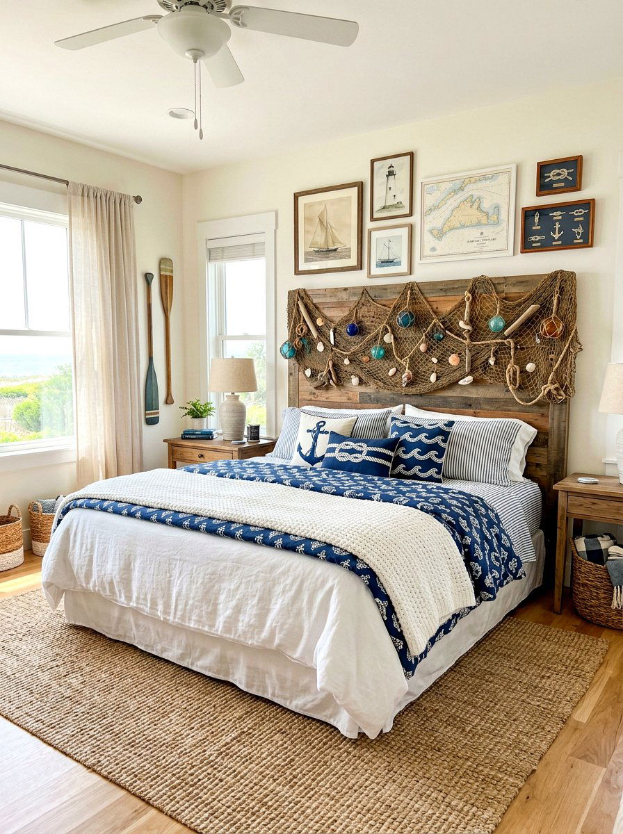 Fishing Net Decor - 30 nautical bedroom ideas