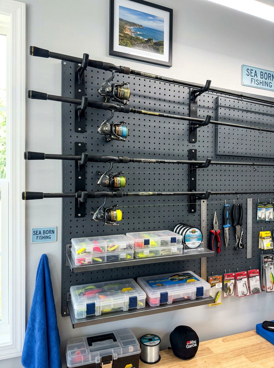 Fishing Rod Holder - 30 garage pegboard ideas