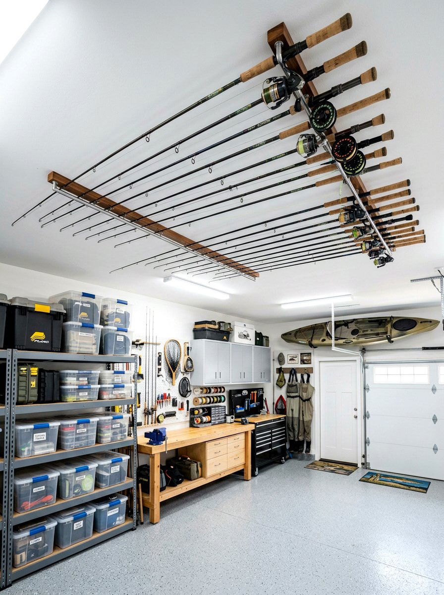 Fishing Rod Racks - 30 garage organization ideas