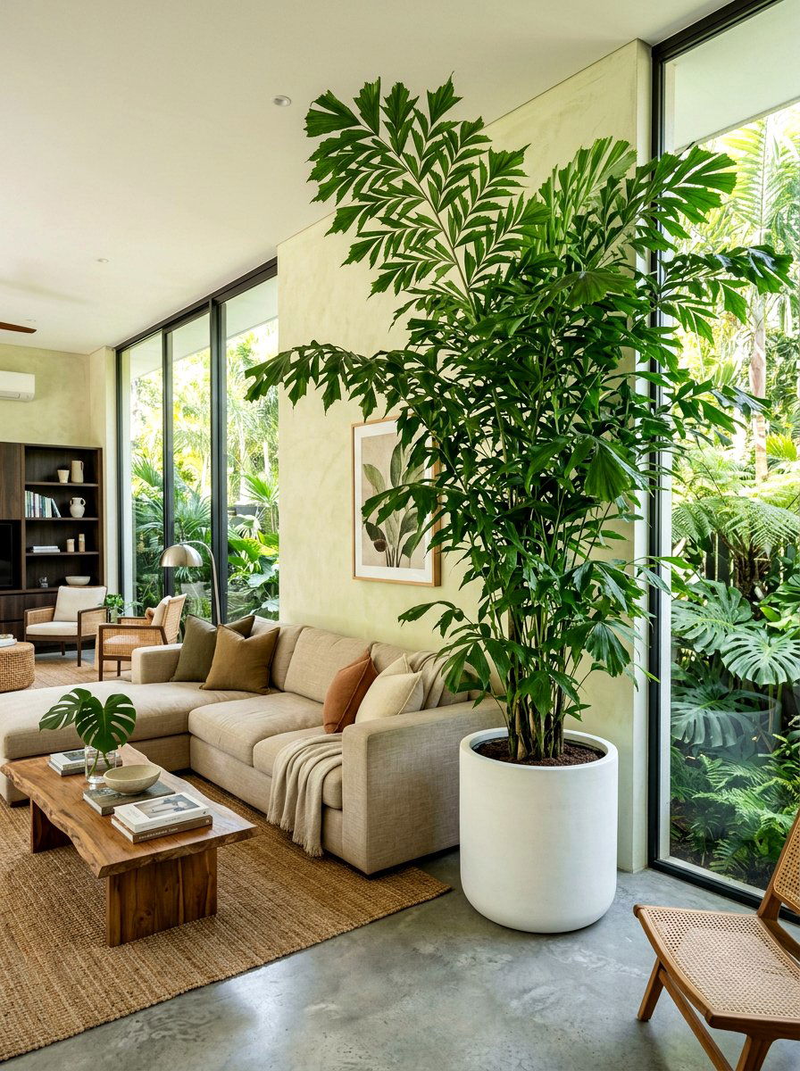 Fishtail Palm Feature - 30 indoor tree corner ideas