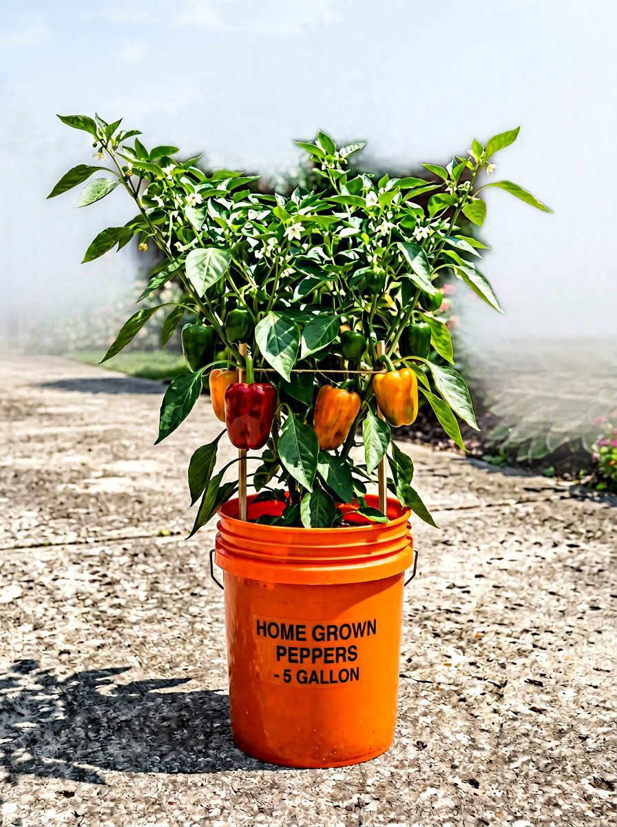 Five Gallon Bucket Pepper - 30 container vegetable garden ideas