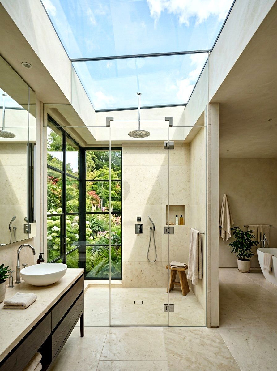 Fixed Glass Skylight - 30 shower skylight ideas