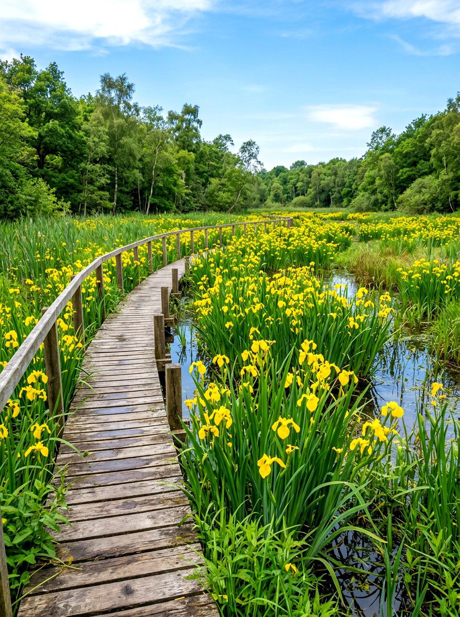 Flag iris swamp area - 30 iris garden ideas