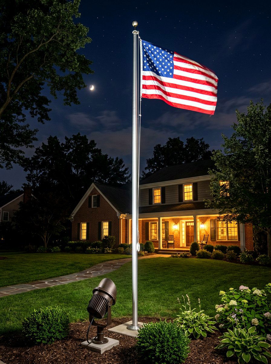 Flagpole Spotlight - 30 moody outdoor lighting ideas