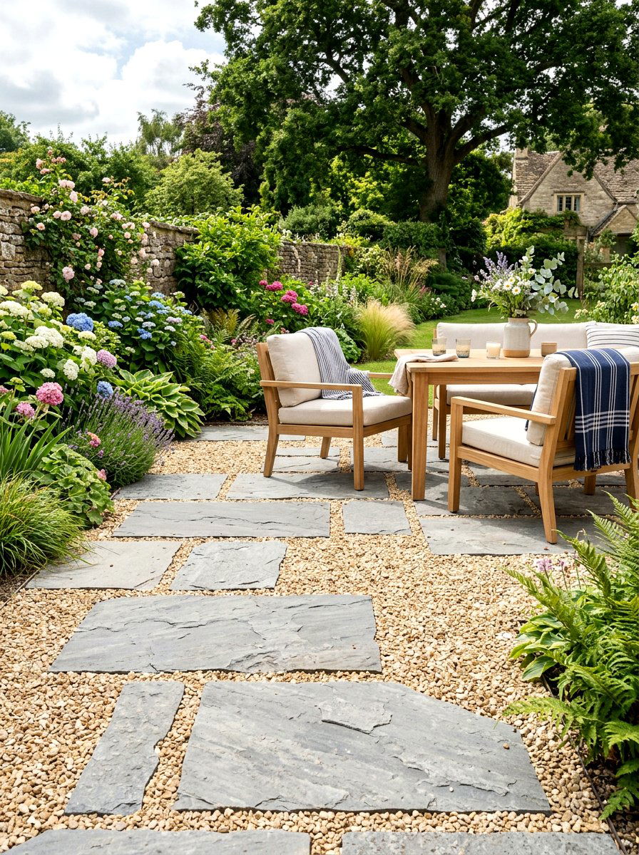 Flagstone And Gravel Mix - 30 gravel backyard ideas