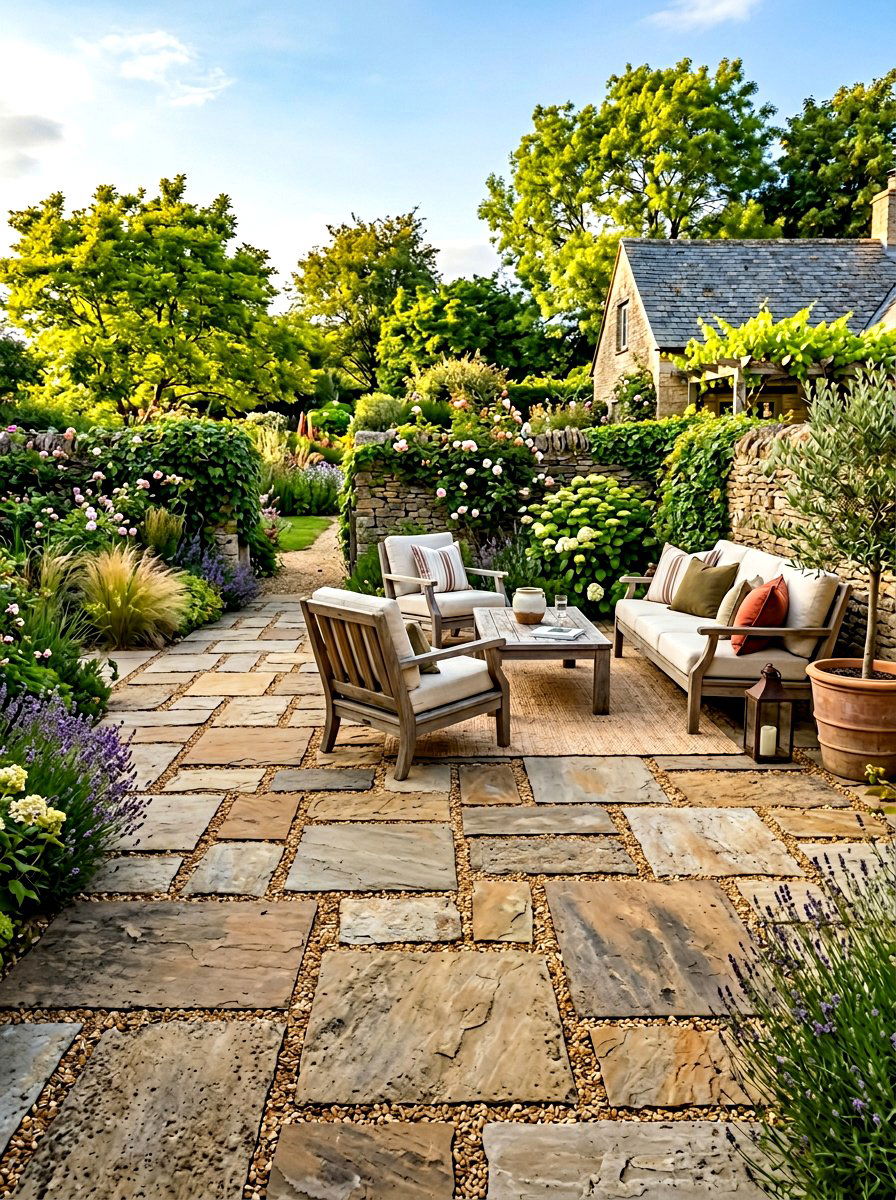 Flagstone And Gravel Patio - 30 gravel garden ideas