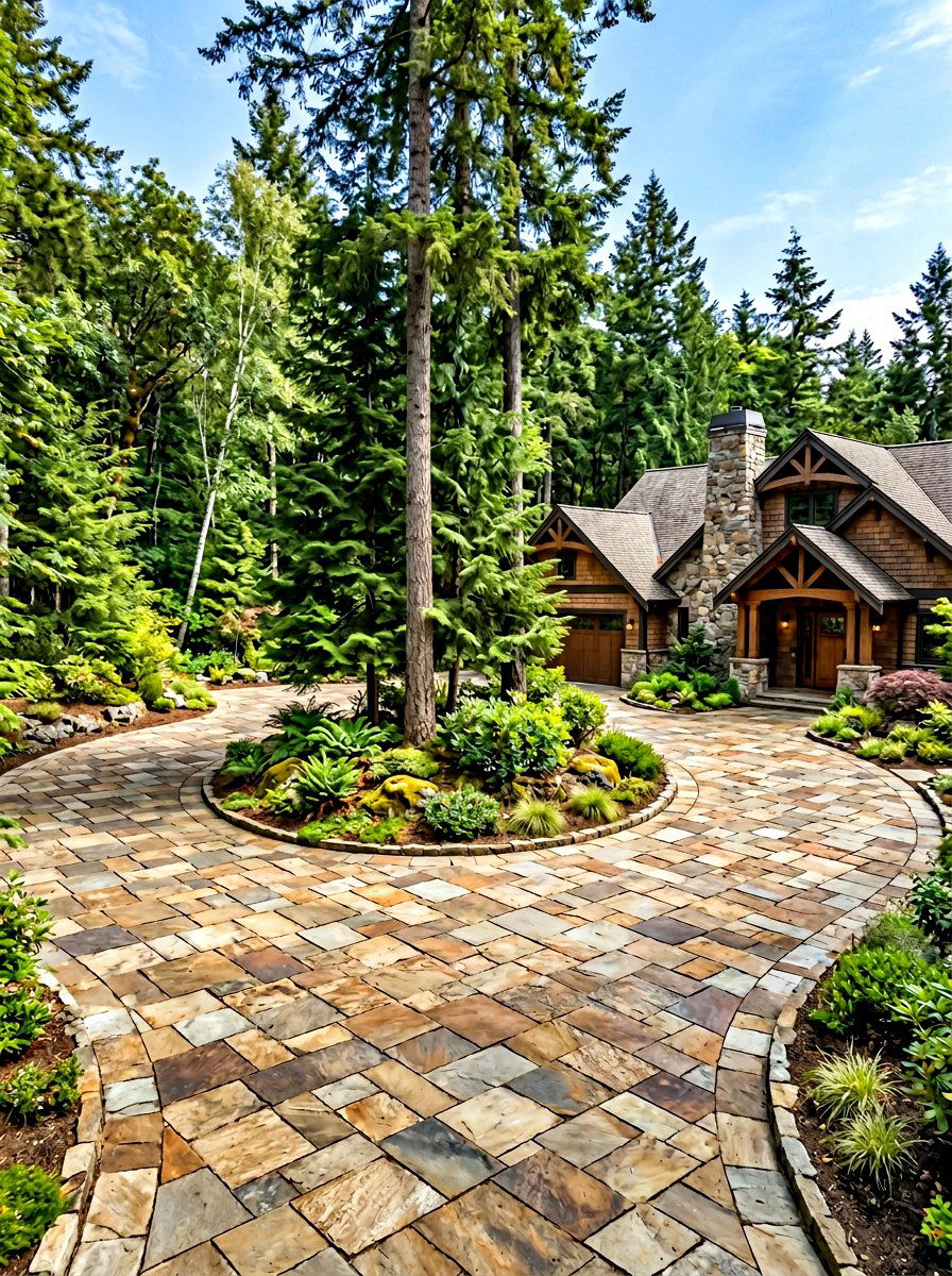 Flagstone Circular Driveway - 30 circular driveway ideas