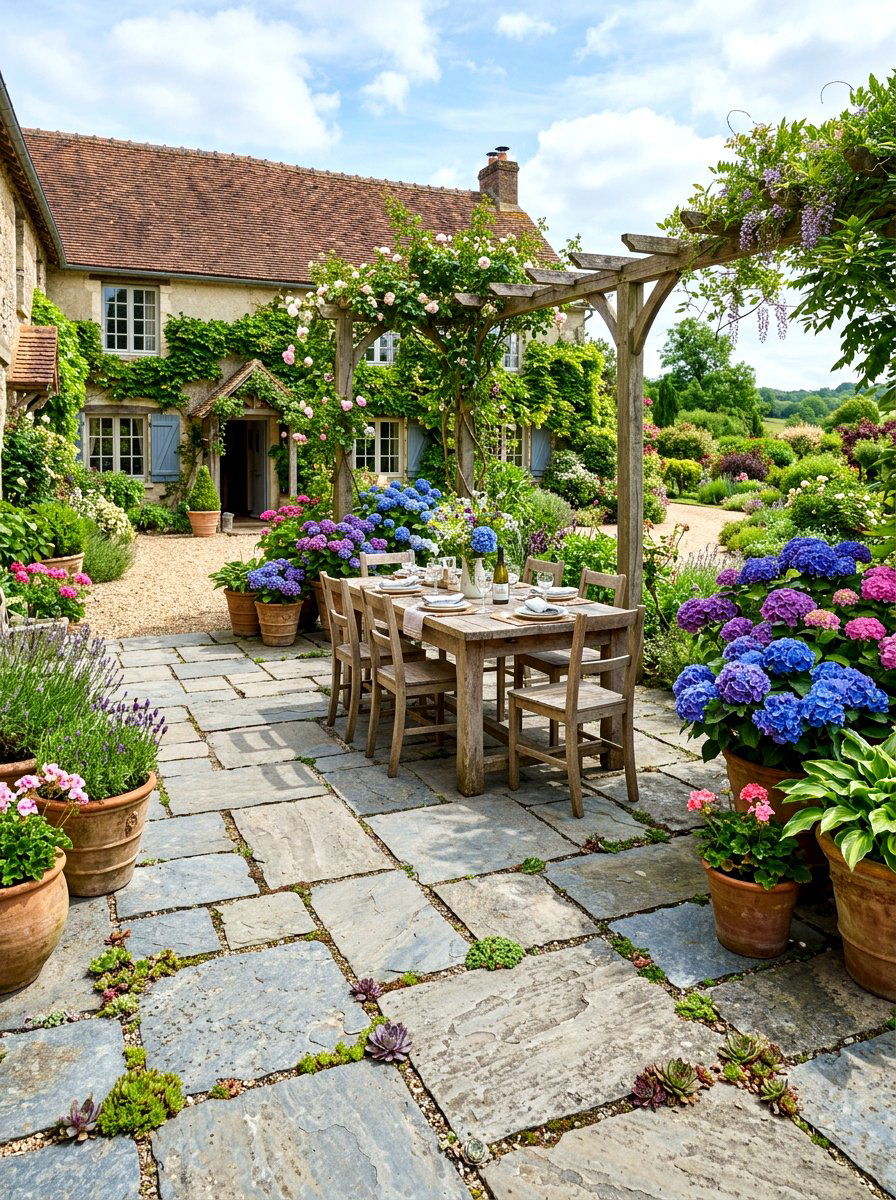 Flagstone Courtyard - 30 cottage backyard ideas