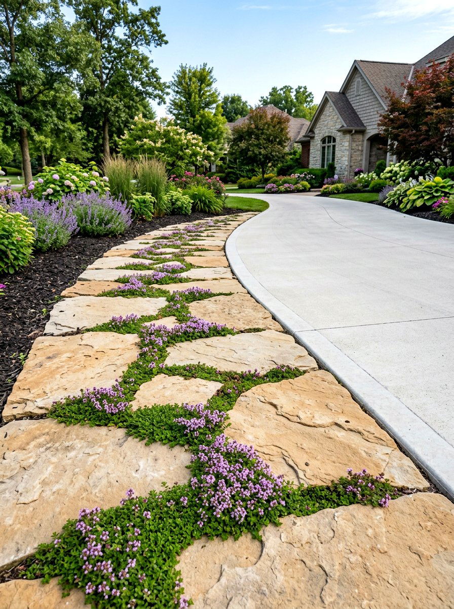 Flagstone Driveway Edging - 30 driveway border ideas