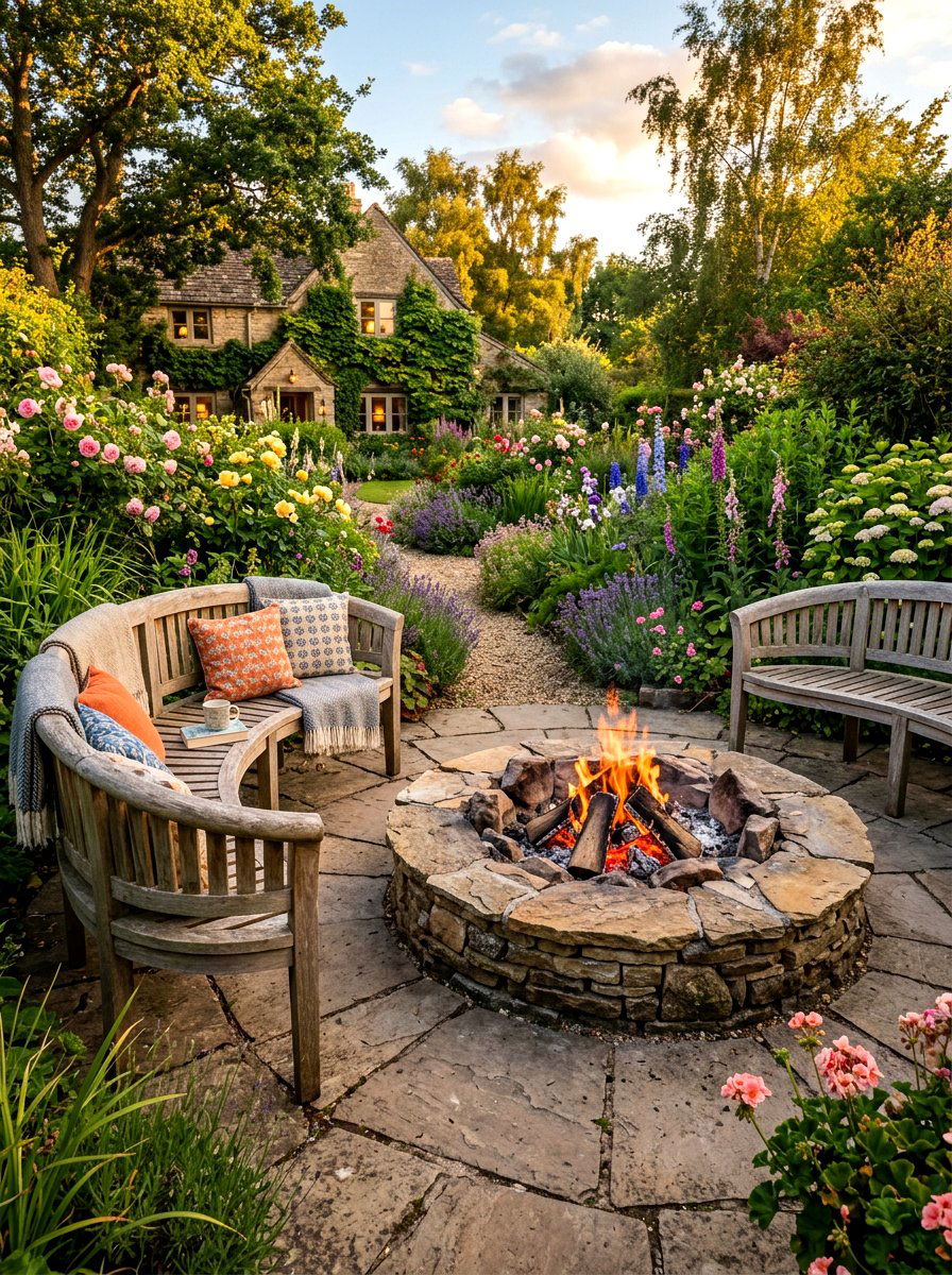 Flagstone Fire Pit - 30 cozy fire pit ideas