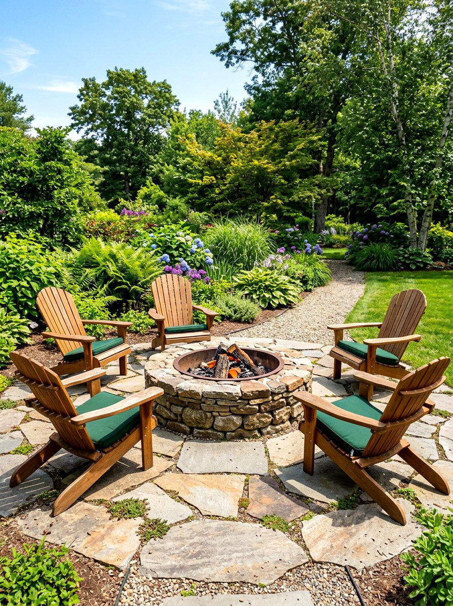 Flagstone Fire Pit - 30 fire pit corner ideas