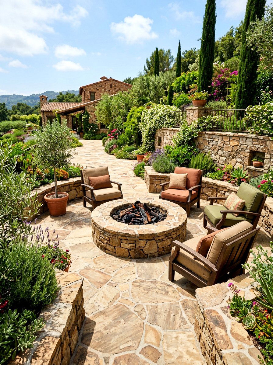 Flagstone Fire Pit - 30 rustic fire pit ideas